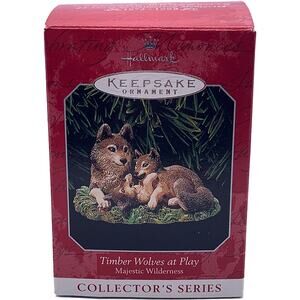 Hallmark Keepsake 1998 Timber Wolves at Play Majestic Wilderness Ornament in Box